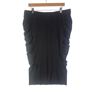 TORRID Black Ruched Sides Stretch Midi Skirt Womens Plus Size 1